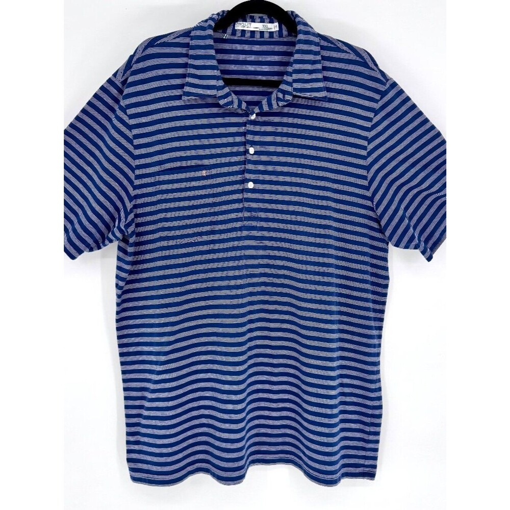 Criquet Men’s XXL Navy Stripe Pima Cotton Pocket Polo Shirt